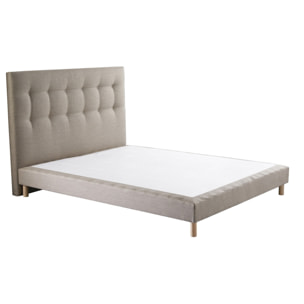 Ensemble sommier tapissier, SYMBIOSE, tête de lit capitonnée beige
