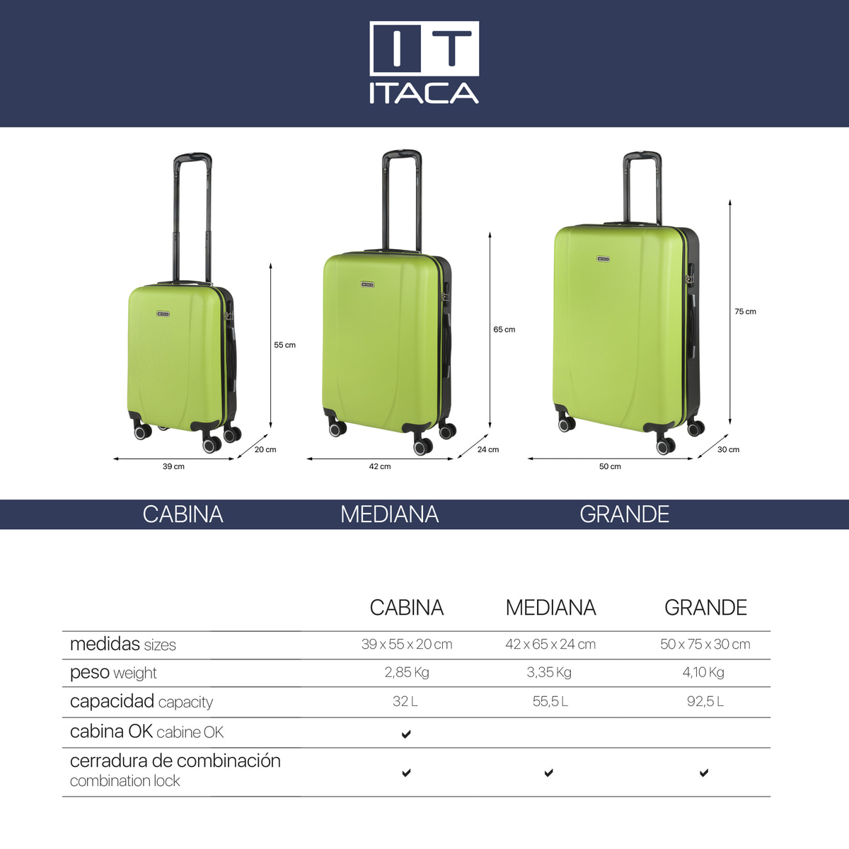 Maleta Itaca Tiber Pistacho-Antracita