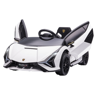 HOMCOM Macchina Elettrica per Bambini 3-5 Anni Lamborghini 12V con Telecomando e Velocità 3-5km/h, Bianco