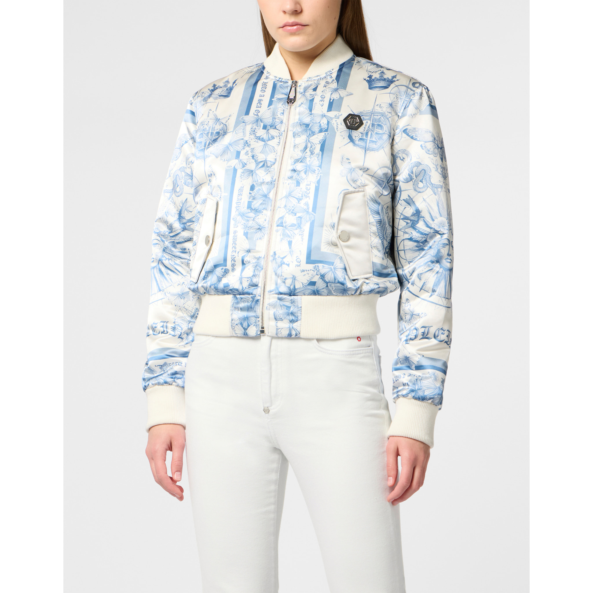 PHILIPP PLEIN Satin Bomber Butterfly Tattoo