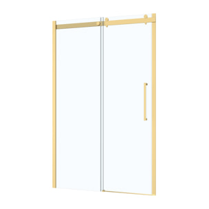Porte de Douche Coulissante Type Industriel 120x200 cm - Finition Or Doré Brossé - Verre Trempé 6 mm