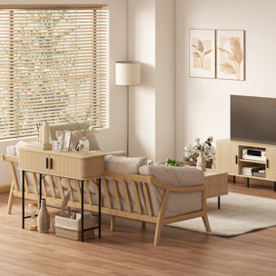 Mesa Consola Vintage Mueble para Recibidor con 2 Puertas Correderas de Tambor y Compartimientos Consola para Recibidor Entrada Pasillo 100x30x80 cm Roble