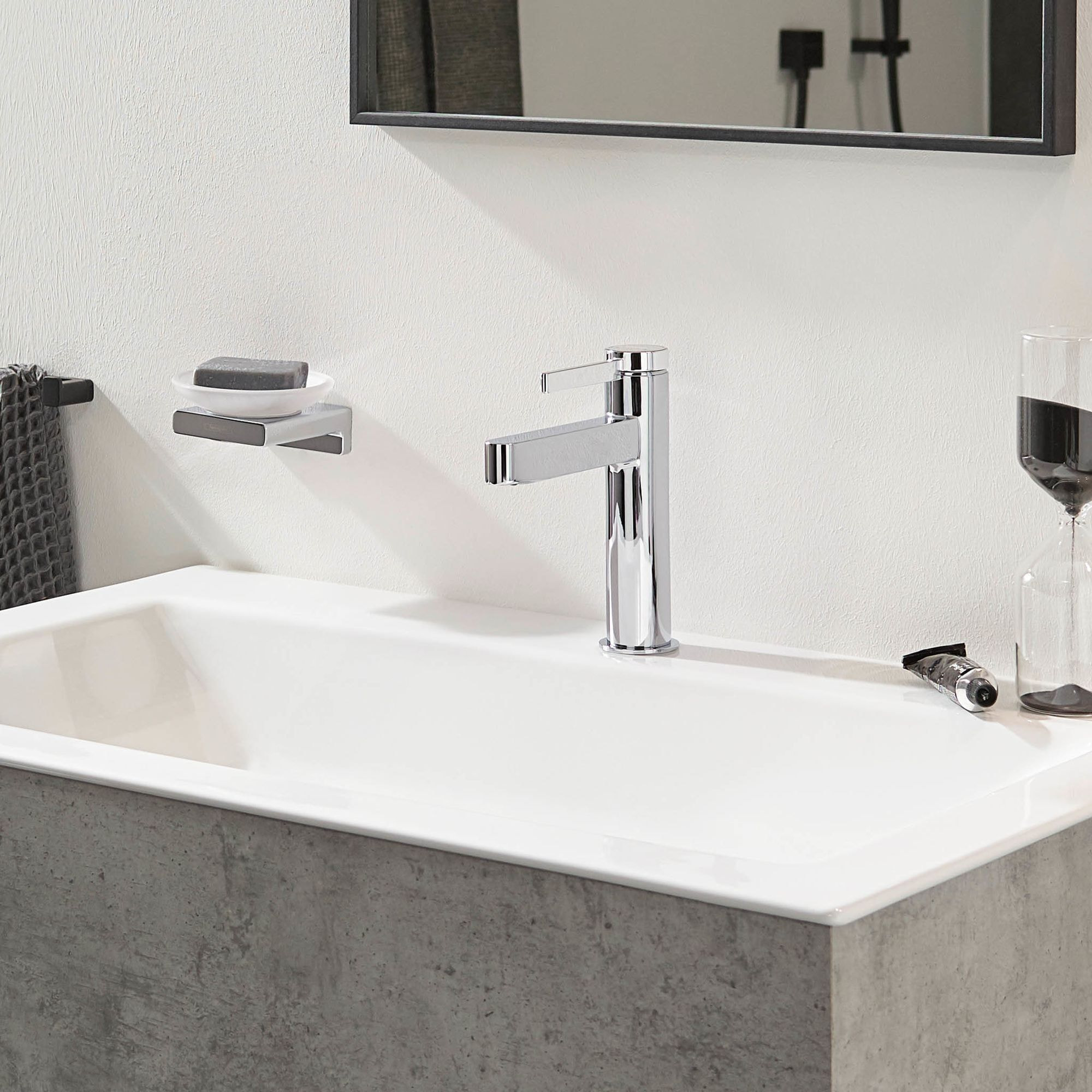 Finoris Mitigeur de lavabo 110 CoolStart, bonde Push-Open chromé