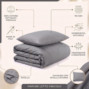 Parure copripiumino in cotone - Grigio