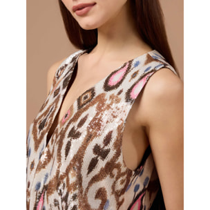 Oltre - Gilet fantasia con paillettes - Beige