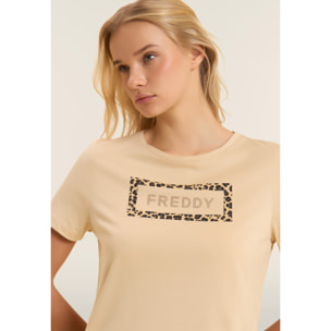 T-shirt Manica Corta con Grafica Animalier e Logo FREDDY