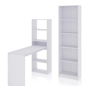 Pack de escritorio y estantería de 5 baldas en blanco artik Cosmic Plus Blanco Artik (Blanco Mate)