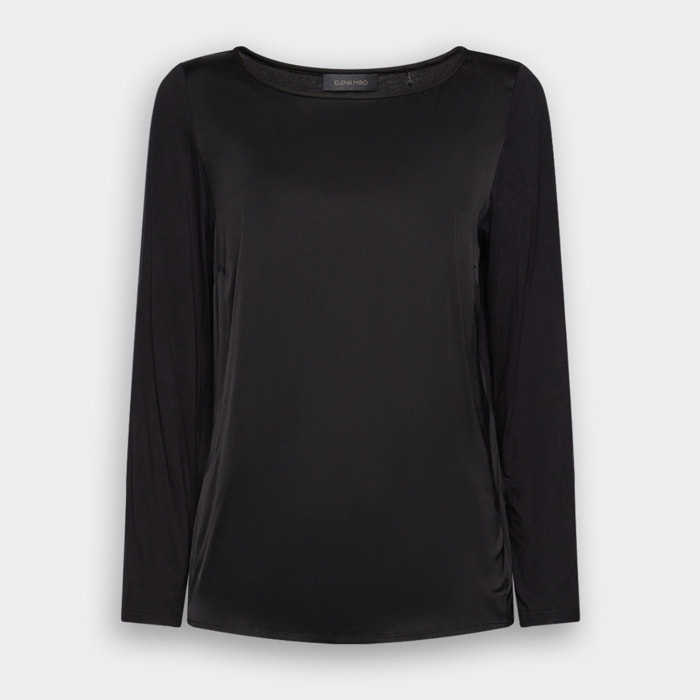 Elena Mirò - Camiseta bimatérica en viscosa - Negro