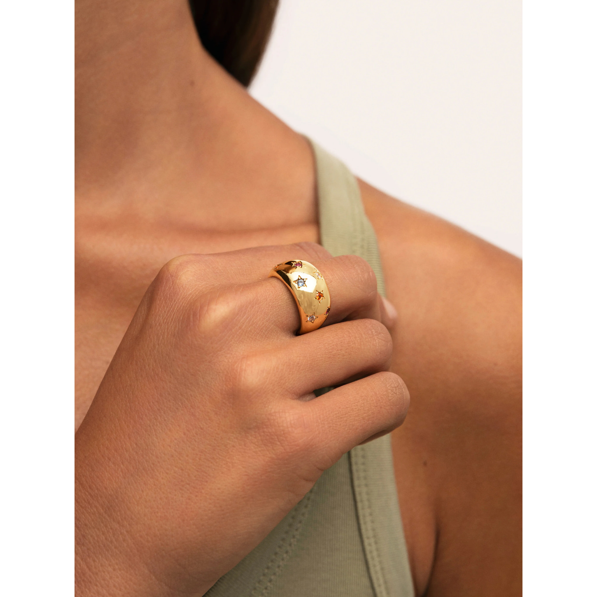 Anillo Bomb Color Stars Baño Oro