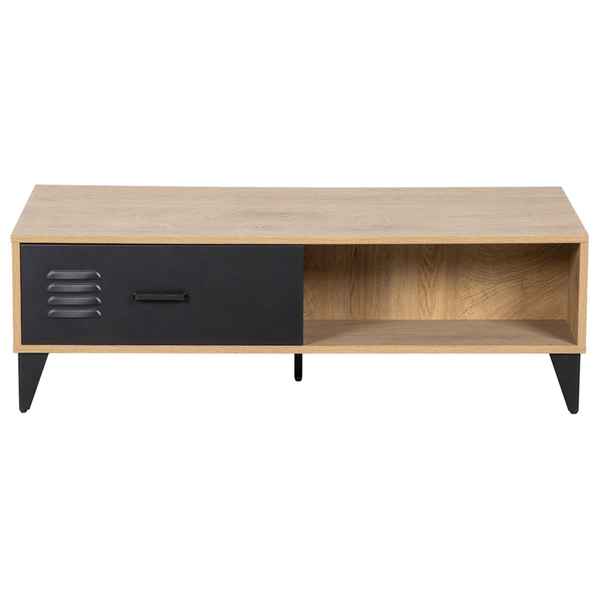 Tribeca - table basse - effet bois et métal noir - 110 cm - Bois / Noir