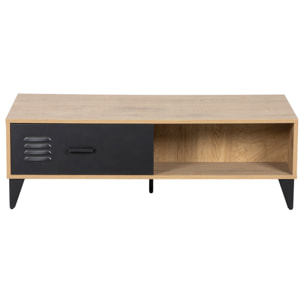 Tribeca - table basse - effet bois et métal noir - 110 cm - Bois / Noir