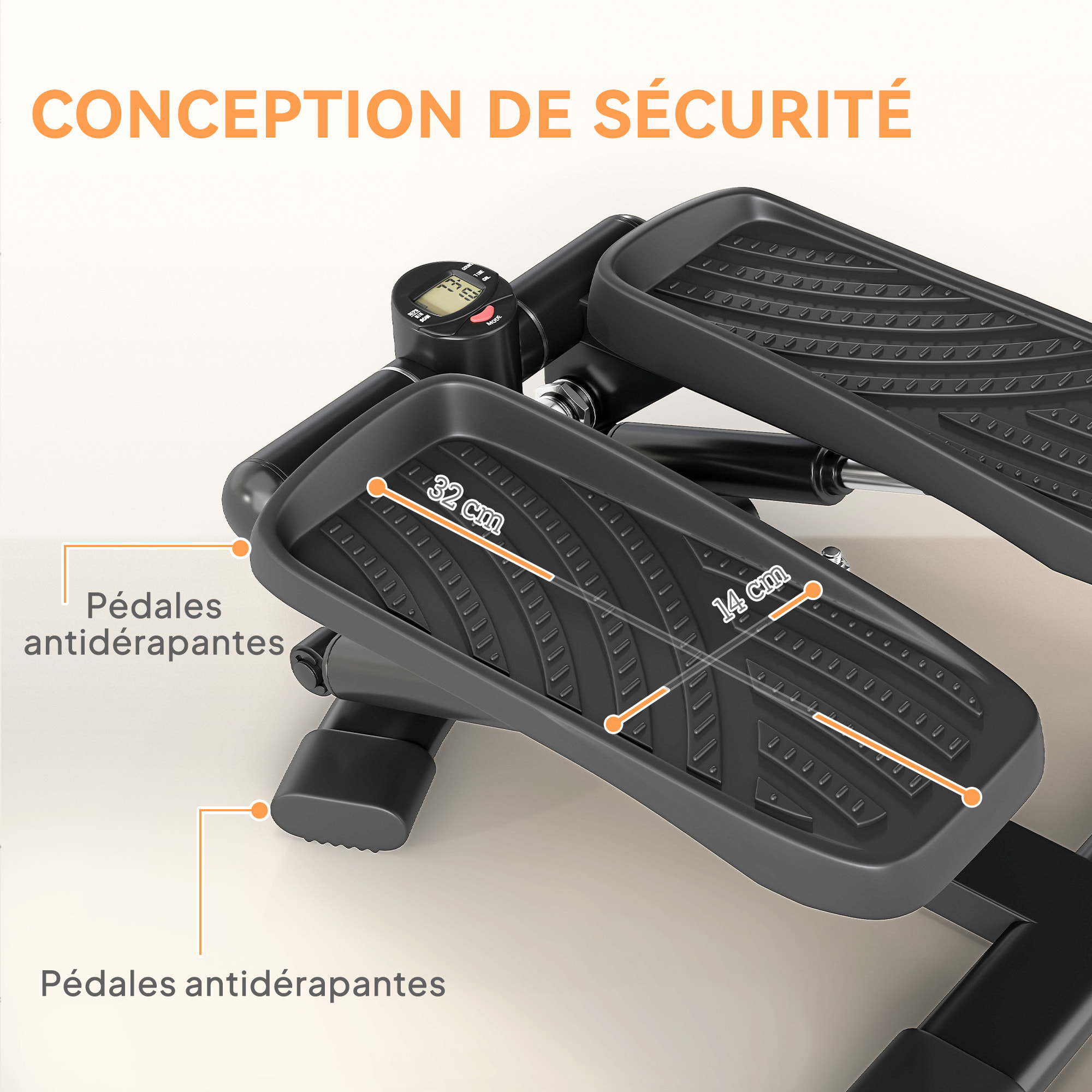 Mini stepper Fitness disque de torsion 2 en 1 - écran LCD multifonction, hauteur réglable