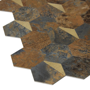 Lot de 2 stickers muraux Mina 31x30cm hexagones marrons