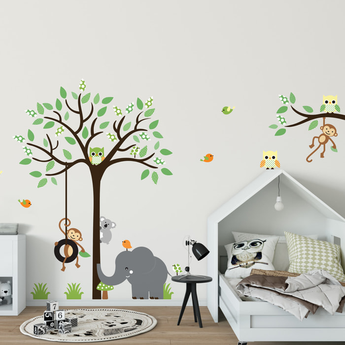 Stickers muraux | Sticker Mural Autocollant - ANIMAUX ÉLÉGANTS DANS LA JUNGLE - Stickers adhésifs
