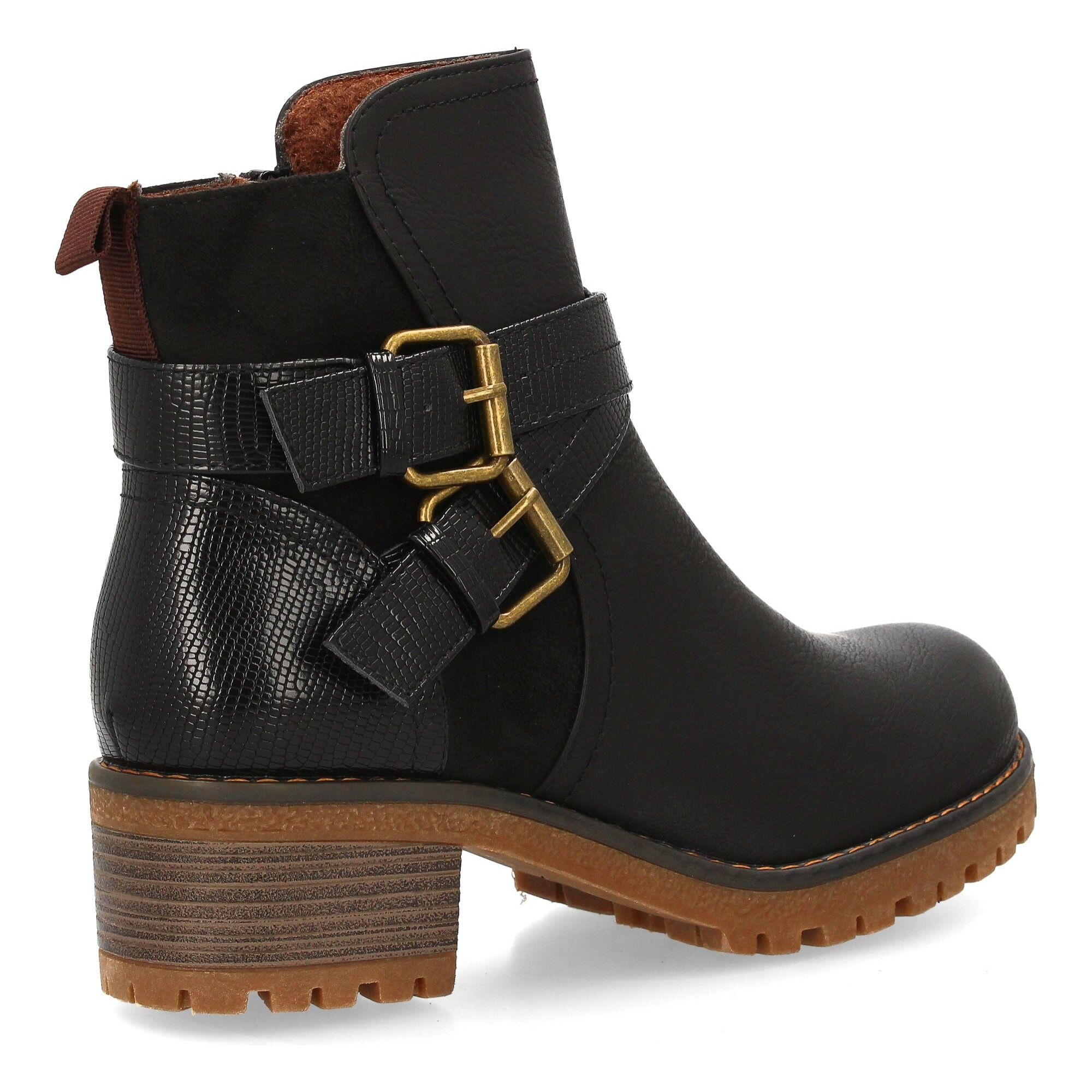 Botín casual con doble hebilla dorada