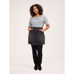 Fiorella Rubino - T-shirt in cotone con applicazioni - Grigio