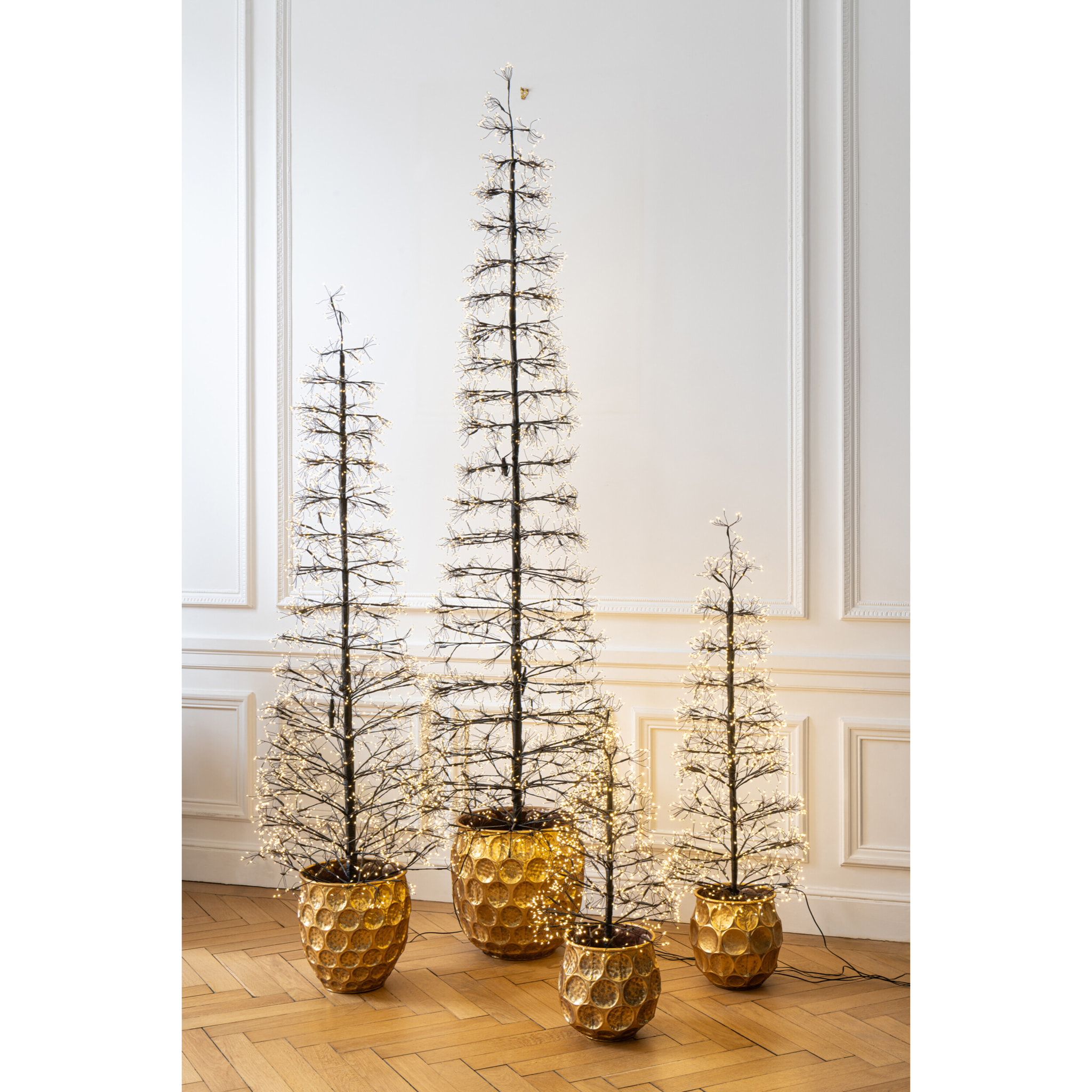 J-Line décoration Arbre - blanc chaud - acier - noir - large - LED