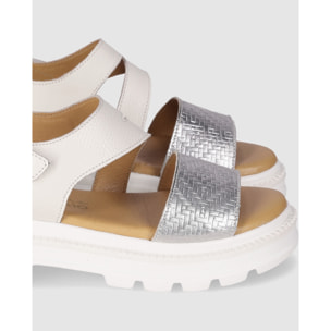 Sandalias de Piel - Blanco - Tacón: Bajo