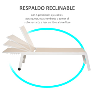 Tumbona para Exterior con Ruedas Chaise Longue de Terraza Respaldo Regulable