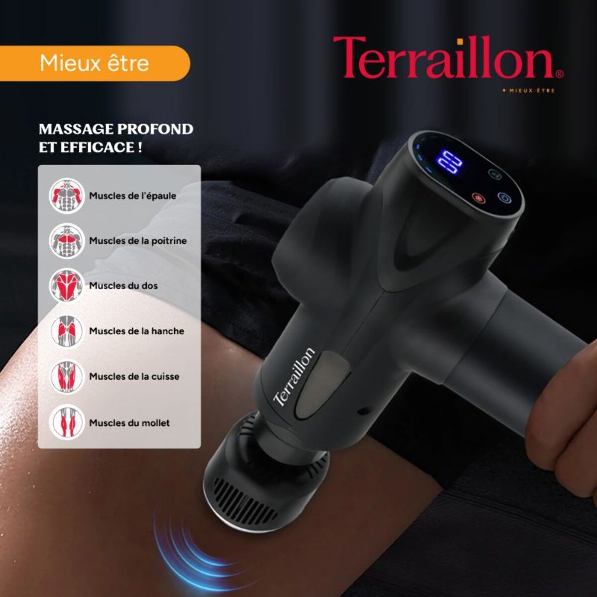 Pistolet de massage TERRAILLON de massage Expert chaud & froid