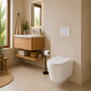 Pack WC suspendu complet avec bâti-support Geberit Duofix, cuvette Ceramia Vortex, abattant SoftClose et plaque blanche