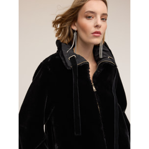 Motivi - Cappotto effetto peluche reversibile - Nero