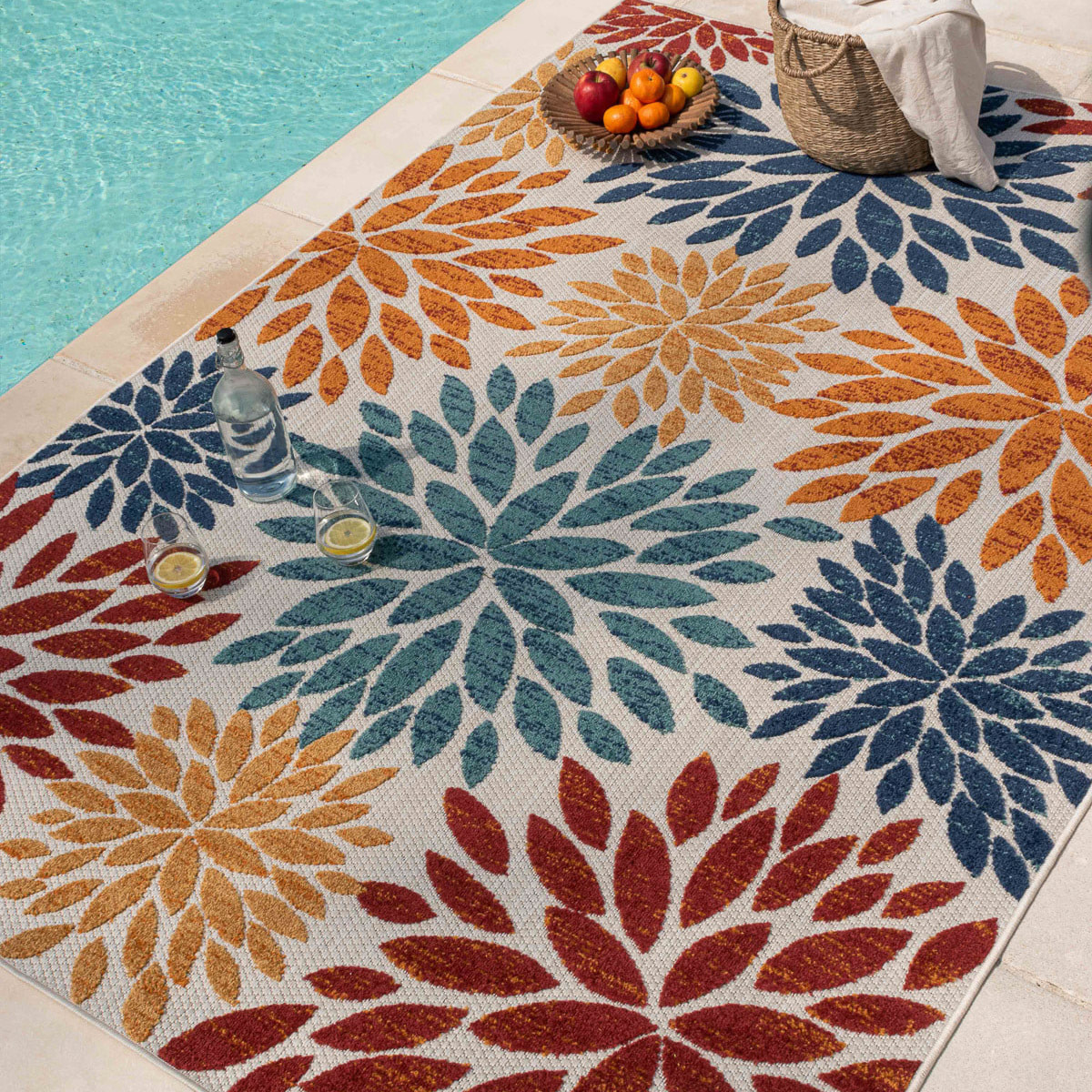 Cabana - Tapis d'extérieur multicolore avec motif à relief