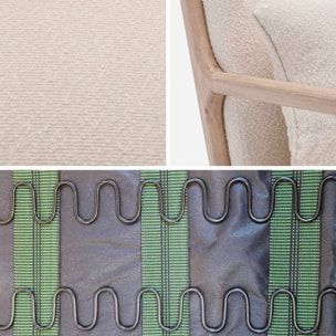 Fauteuil scandinave bois d'hévéa et bouclette texturée LORENS