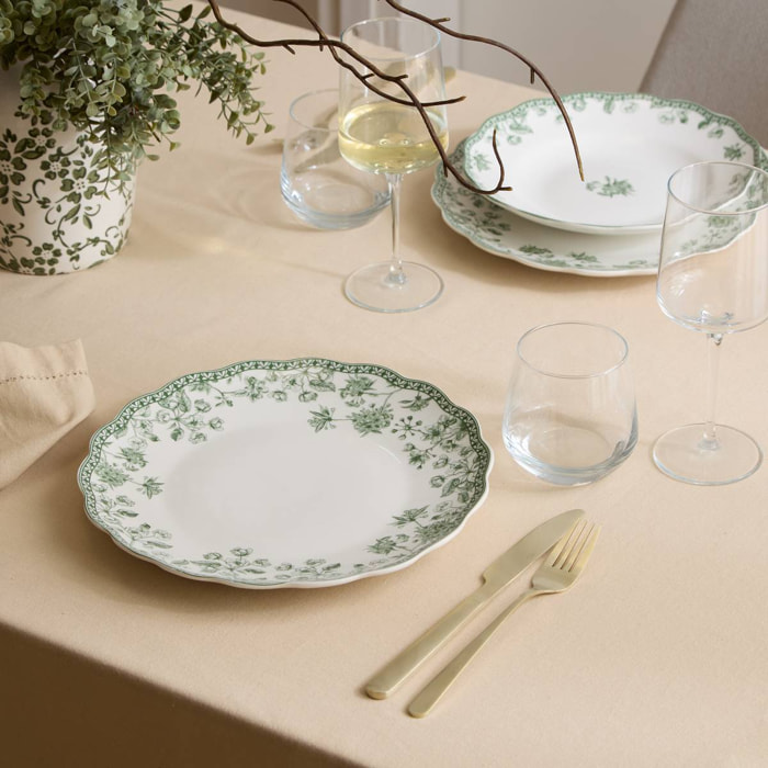 Lot de 6 assiettes plates Lisière ronde D.27cm vert