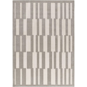 BARESA Alfombra geométrica con relieve de pelo corto gris, varias medidas disponibles.