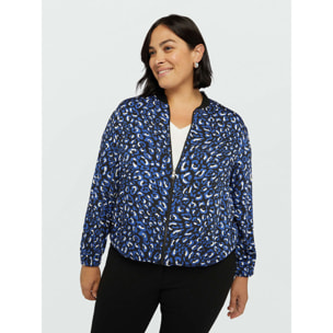 Fiorella Rubino - Bomber in raso dalla stampa animalier - Blu