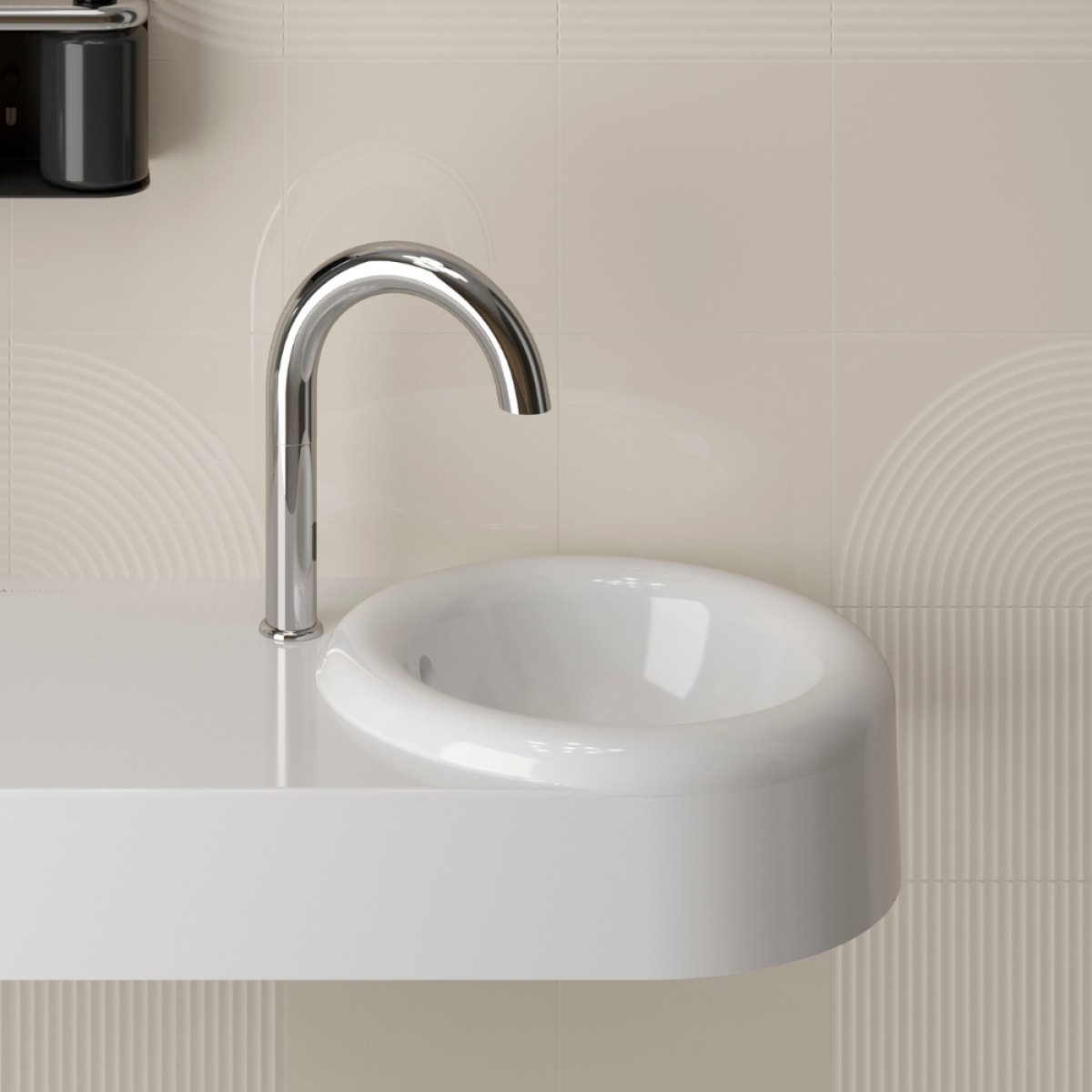 Double lavabo VITRA Liquid 120 cm avec trou et avec trop-plein