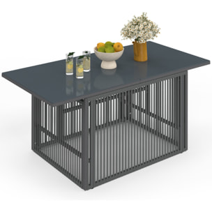 Table de jardin relevable Ozéa 100cm verre trempé gris