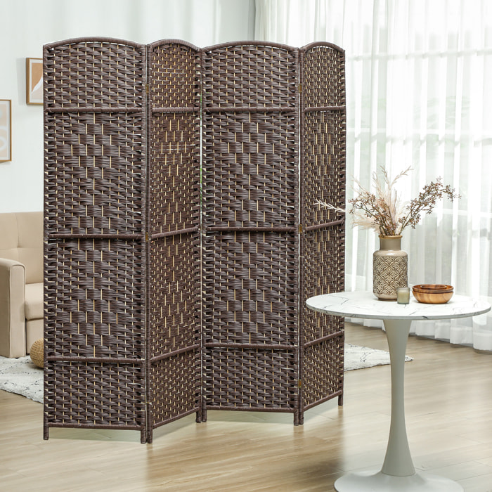 Paravent intérieur en bois 4 panneaux 180 x 180 cm séparateur de pièce pliable bois marron