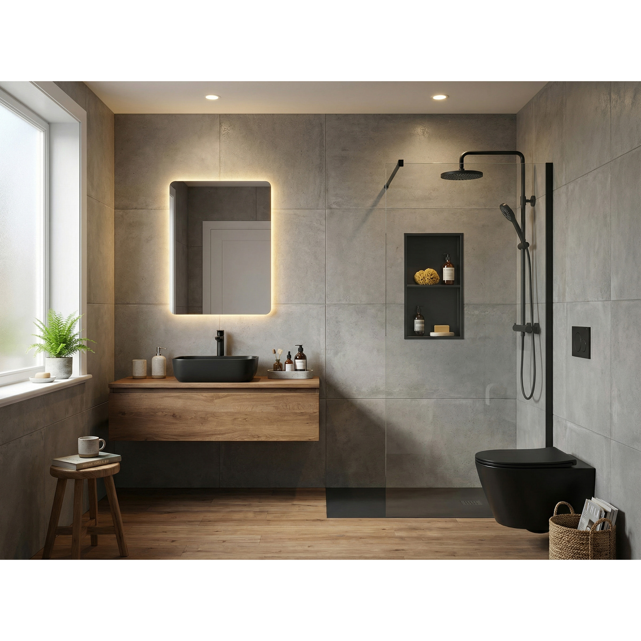 Fusion WC suspendu avec abattant SoftClose et fixations invisibles, rinçage Vortex, noir mat (SATFUS010RTORPBKM)