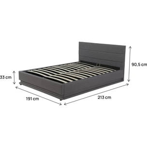 Lit LED avec coffre "Anastasia" - 180 x 200 - Gris foncé