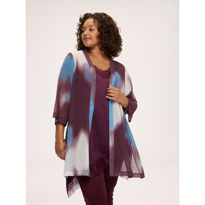 Fiorella Rubino - Kimono aperto con stampa sfumata - Bordeaux