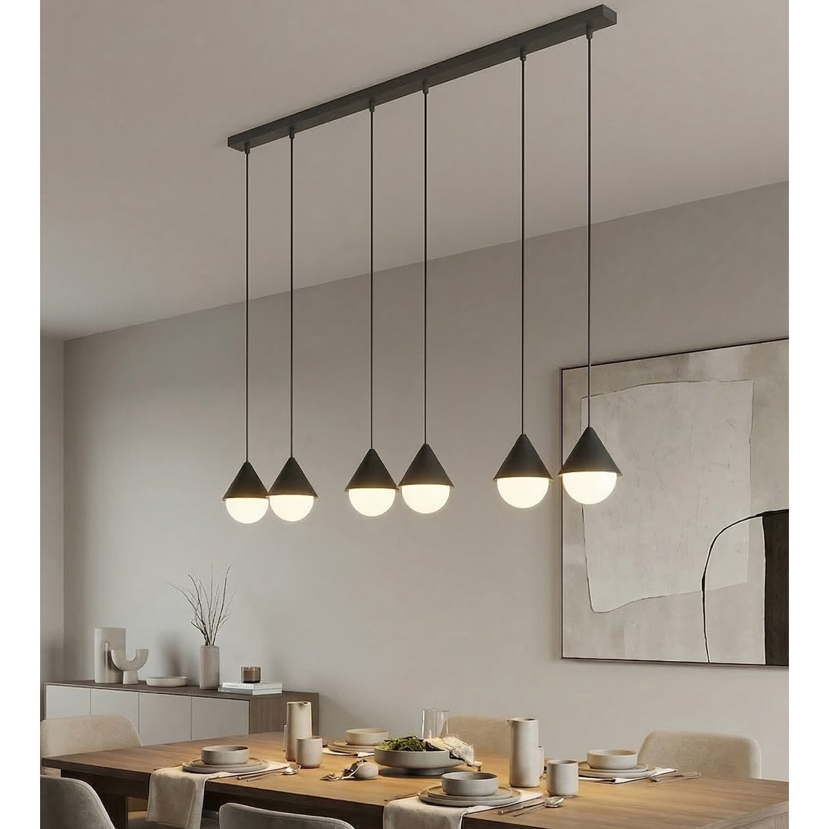 Lampada a sospensione Giro in acciaio nero e vetro