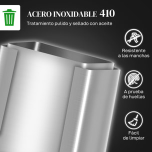 Cubo de Basura de Cocina con 2 Compartimentos 2x20L Papelera de Cocina de Acero Inoxidable con Pedal Tapa de Cierre Suave y Cubo Extraíble para Dormitorio Oficina Salón Plata