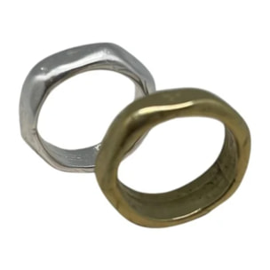 Pack anillos Tuerca mix plata-oro T-13