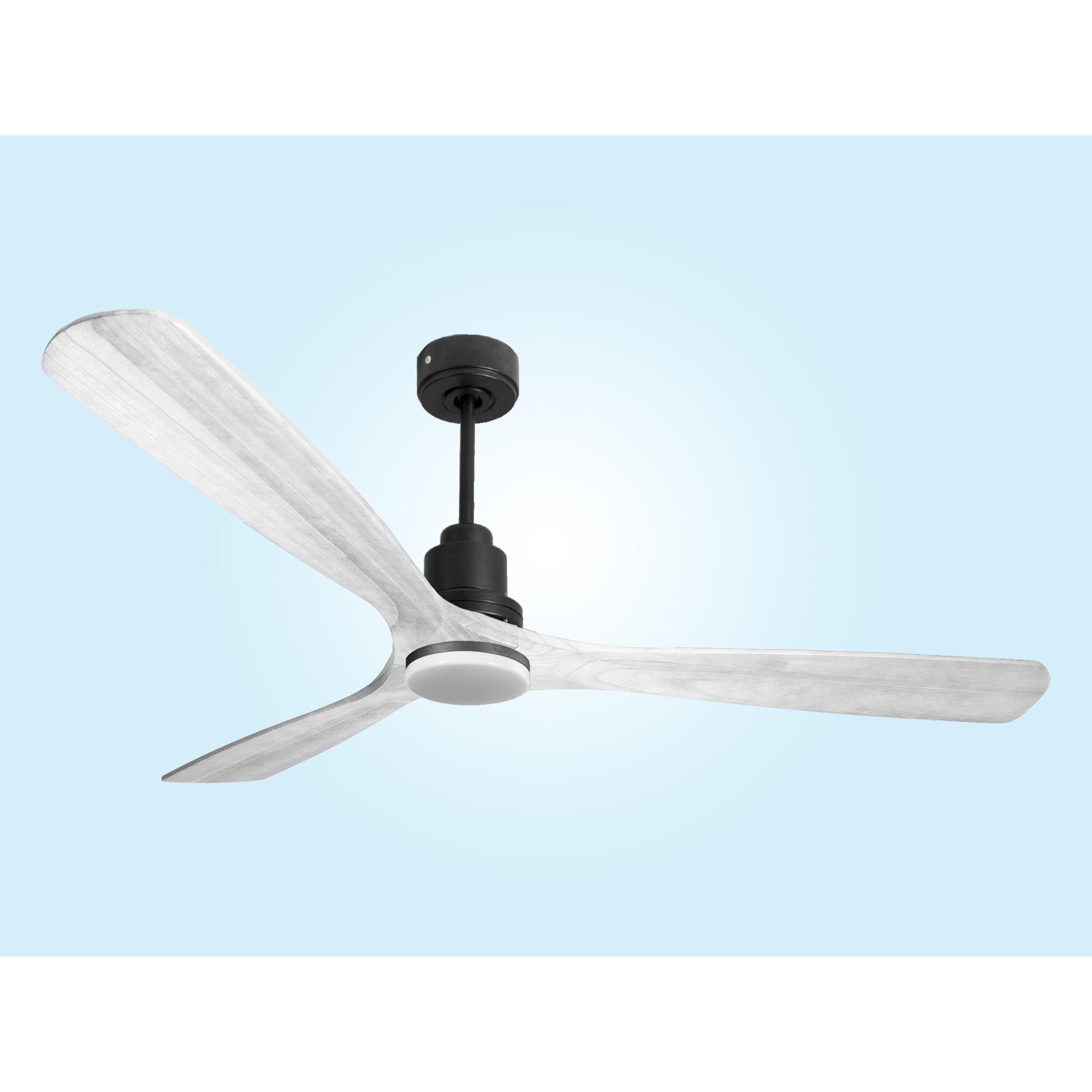 Ventilador de techo Modo Invierno/Verano Termostato Dimable Wifi Motor DC Techos Inclinados Mando a Distancia Luz tres tonos Hypersilence Memoria Vendible Shopify (AUTOMATICO) MadeiraD166C04LED64646 PURLINE