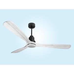 Ventilador de techo Modo Invierno/Verano Termostato Dimable Wifi Motor DC Techos Inclinados Mando a Distancia Luz tres tonos Hypersilence Memoria Vendible Shopify (AUTOMATICO) MadeiraD166C04LED64646 PURLINE