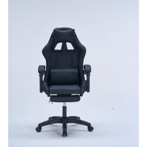 Chaise gaming de bureau ergonomique inclinable noire JOAO