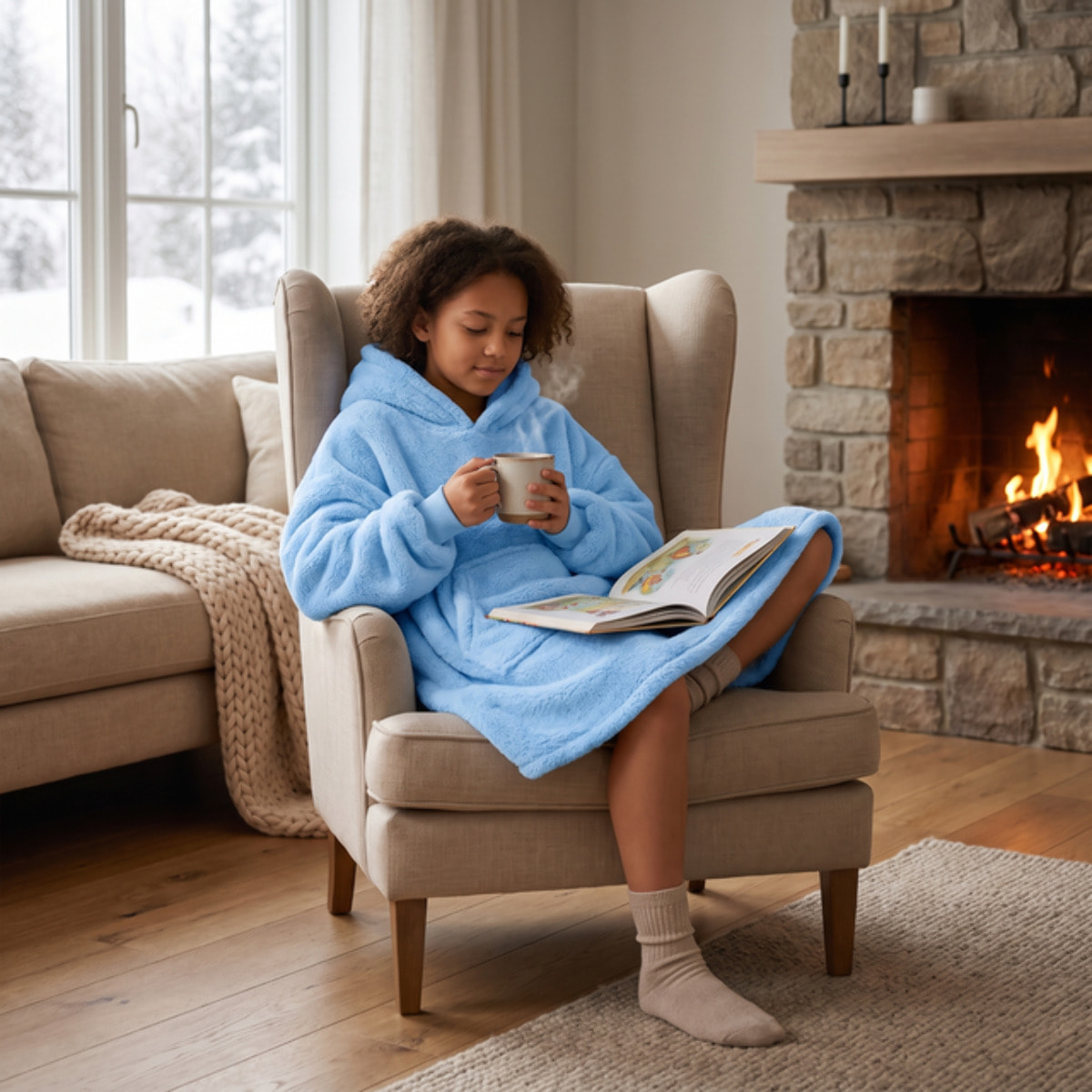 Felpa coperta bambini in poliestere - Azzurro