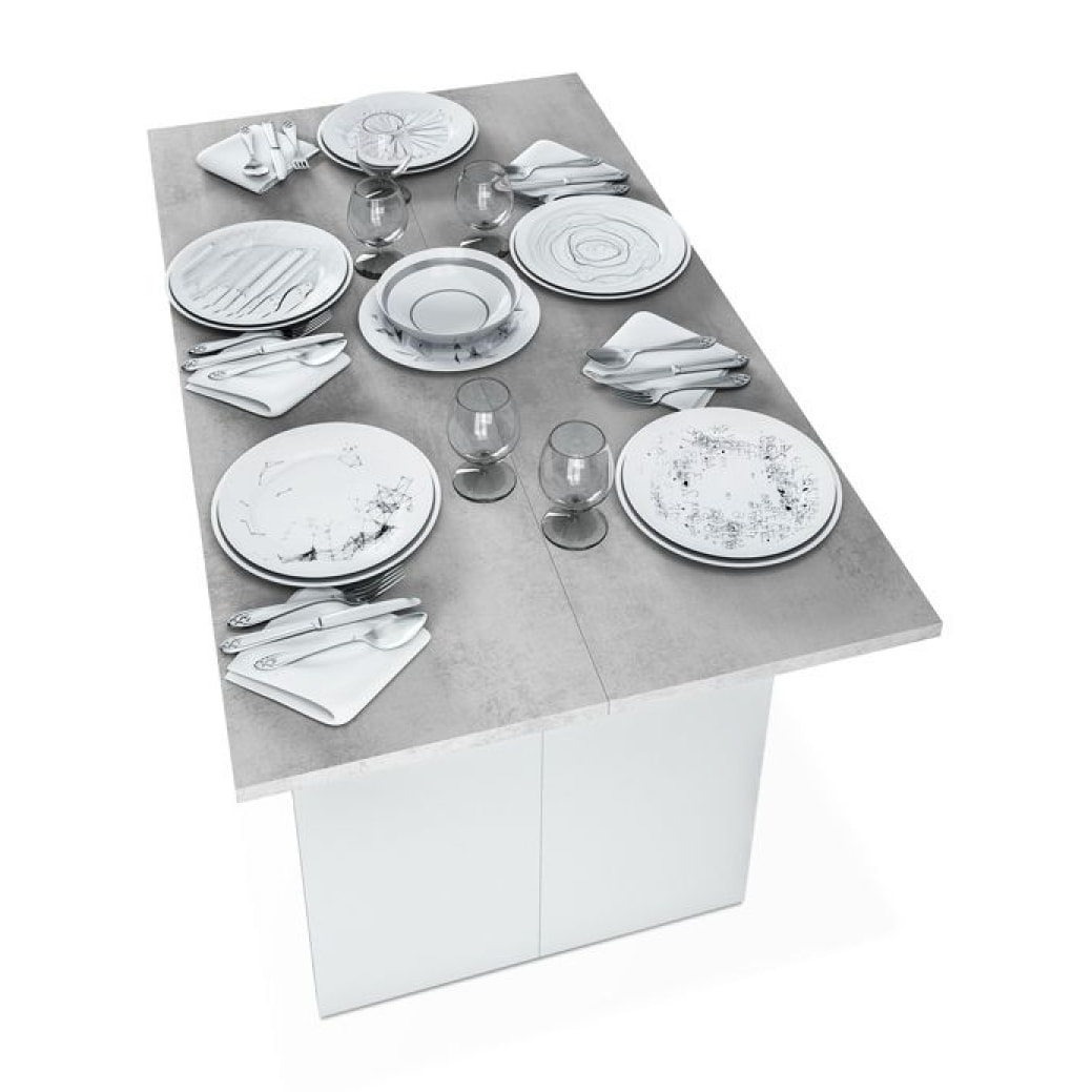 Mesa consola extensible Tavolo Blanco Artik (Blanco Mate) - Gris Cemento