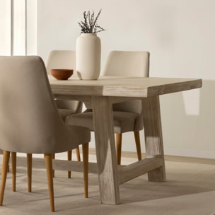 Table à manger Oblak -bois massif d'araucaria-couleur blanc shabby 200 x 75 x 100 cm