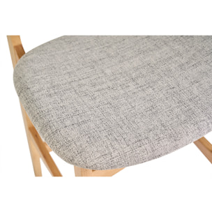 Tabourets scandinaves en bois clair frêne et tissu gris clair H66 cm (lot de 2) SOQUETTE