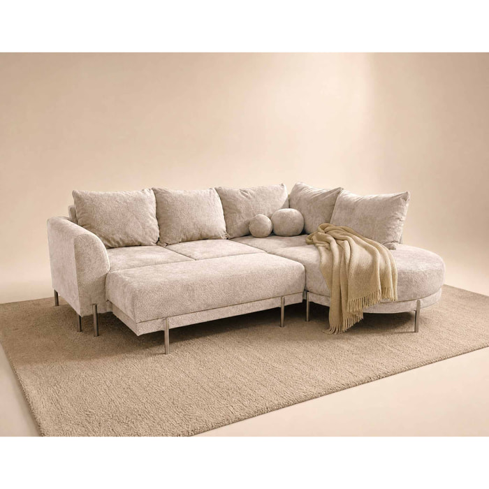 Gabin - pouf en velours texturé - Beige