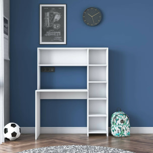 Scrivania Arapaho, Scrittoio multiuso, Tavolo per ufficio porta PC, Piano di lavoro, 113x40h142 cm, Bianco