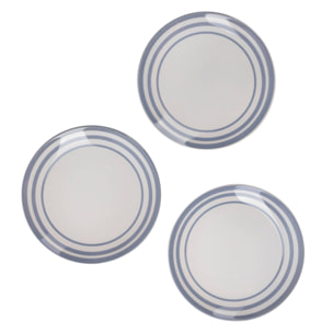 Set de 3 platos de postre ø19cm san ignacio con líneas azules